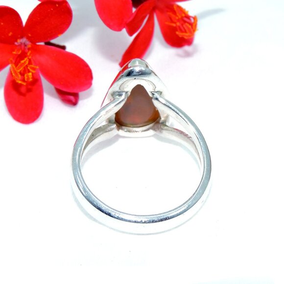 Ethiopian opal Gemstone Ring, 925 Sterling Silver Ring, Natural Opal Pear Shape - Picture 5 of 5